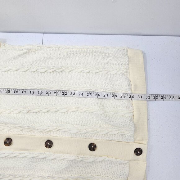 Simple By Suzanne Betro Womens Cable Knit Cardigan Medium Ivory Oversized Hoodie - Picture 14 of 16